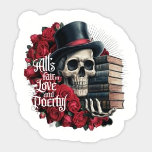 all s fair in love and poetry rose vintage Sticker